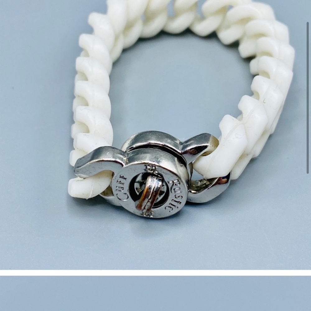 Rustic Cuff Braided White Bracelet With Silver - image 3